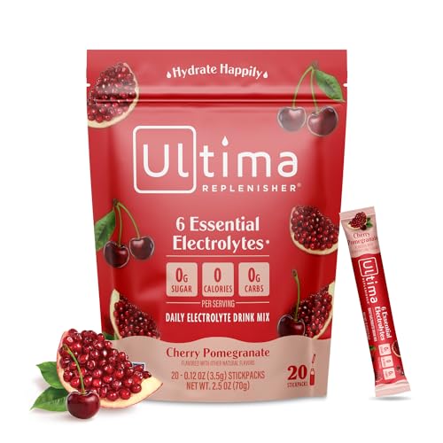 SL Travel Supplements - Ultima Replenisher Daily Electrolyte Drink Mix – Original Variety, 20 Packets – Hydration Packets with 6 Electrolytes & Minerals – Keto Friendly, Vegan, Non- GMO & Sugar-Free Electrolyte Powder