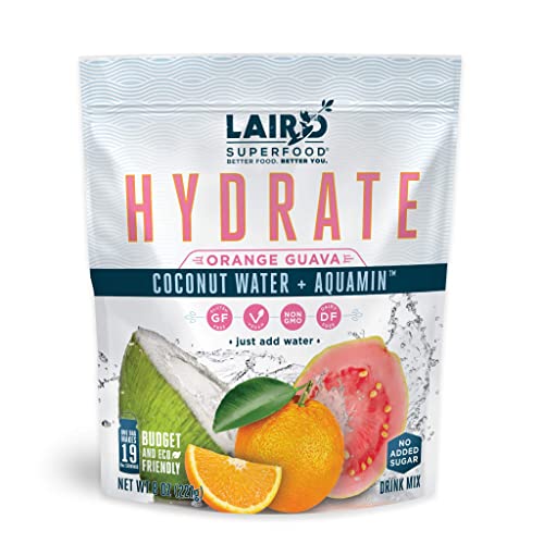 SL Travel Supplements - Laird Superfood HYDRATE Coconut Water Powder Drink Supplement with Coconut Water and Auqamin, All Natural, No Added Sugars, Gluten-Free, Non-GMO, Vegan, 8 oz. Bag, Pack of 1