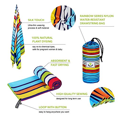 SL Travel Gear - 4Monster Microfiber Beach Towel Quick Dry,Super Absorbent Lightweight Travel Towel for Swimmers, Sand Free Camping Towel, Beach Towels for Pool, Swim, Water Sports,Yoga,Gym,Backpacking