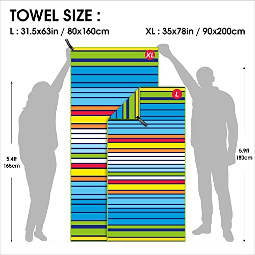 SL Travel Gear - 4Monster Microfiber Beach Towel Quick Dry,Super Absorbent Lightweight Travel Towel for Swimmers, Sand Free Camping Towel, Beach Towels for Pool, Swim, Water Sports,Yoga,Gym,Backpacking