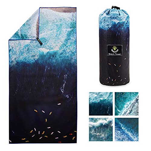 SL Travel Gear - 4Monster Microfiber Beach Towel Quick Dry,Super Absorbent Lightweight Travel Towel for Swimmers, Sand Free Camping Towel, Beach Towels for Pool, Swim, Water Sports,Yoga,Gym,Backpacking