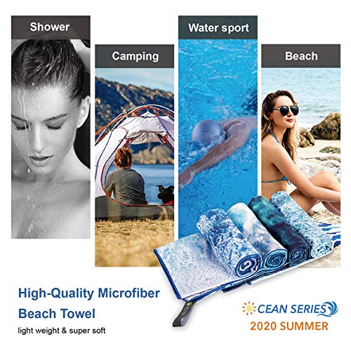SL Travel Gear - 4Monster Microfiber Beach Towel Quick Dry,Super Absorbent Lightweight Travel Towel for Swimmers, Sand Free Camping Towel, Beach Towels for Pool, Swim, Water Sports,Yoga,Gym,Backpacking