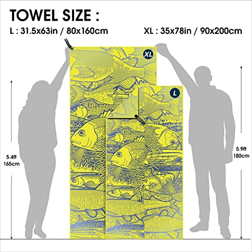 SL Travel Gear - 4Monster Microfiber Beach Towel Quick Dry,Super Absorbent Lightweight Travel Towel for Swimmers, Sand Free Camping Towel, Beach Towels for Pool, Swim, Water Sports,Yoga,Gym,Backpacking