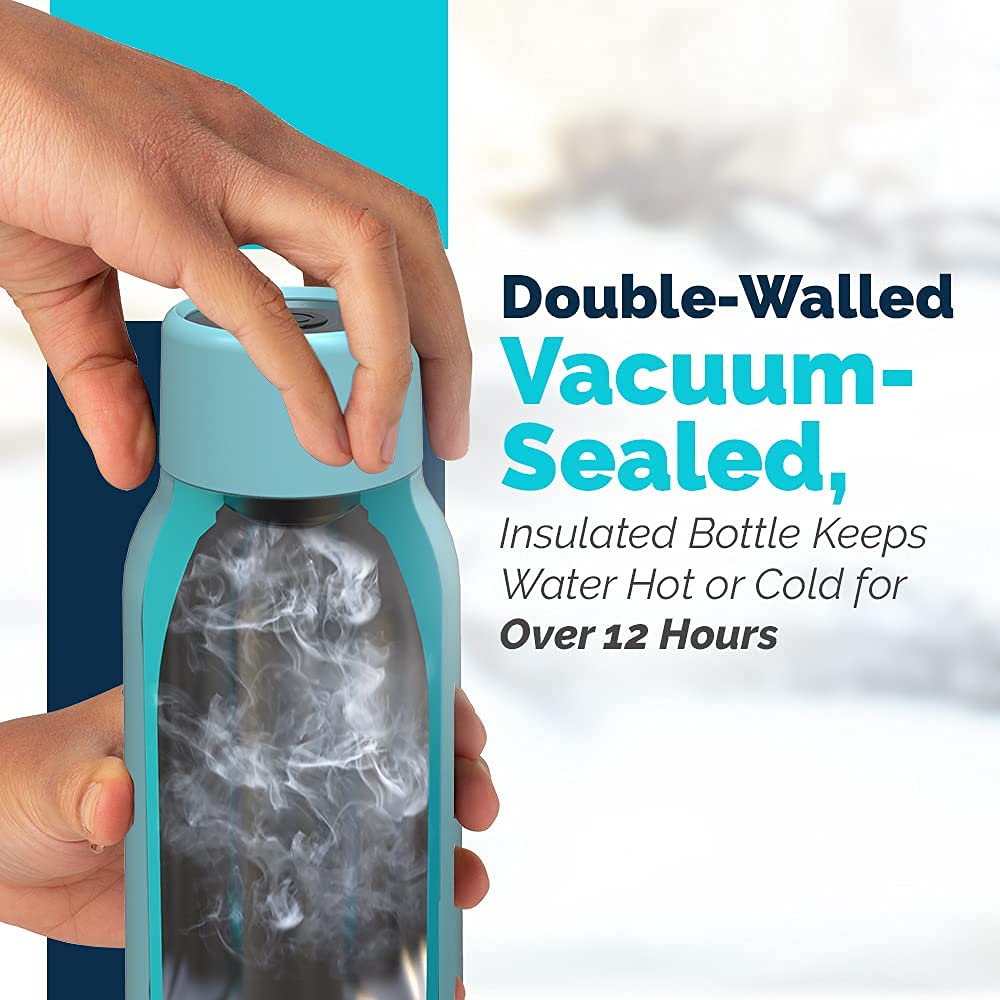 SL Travel Gear WB - Go Self-Cleaning UV Water Bottle - 18.6 oz Insulated Stainless-Steel Rechargeable Reusable Bottle Push Button Sterilization Travel Friendly BPA Free Leakproof Safety Lock and Touch Sensor