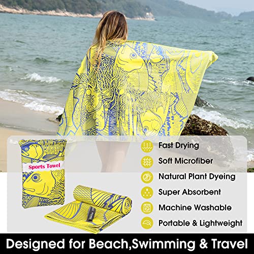 SL Travel Gear - 4Monster Microfiber Beach Towel Quick Dry,Super Absorbent Lightweight Travel Towel for Swimmers, Sand Free Camping Towel, Beach Towels for Pool, Swim, Water Sports,Yoga,Gym,Backpacking
