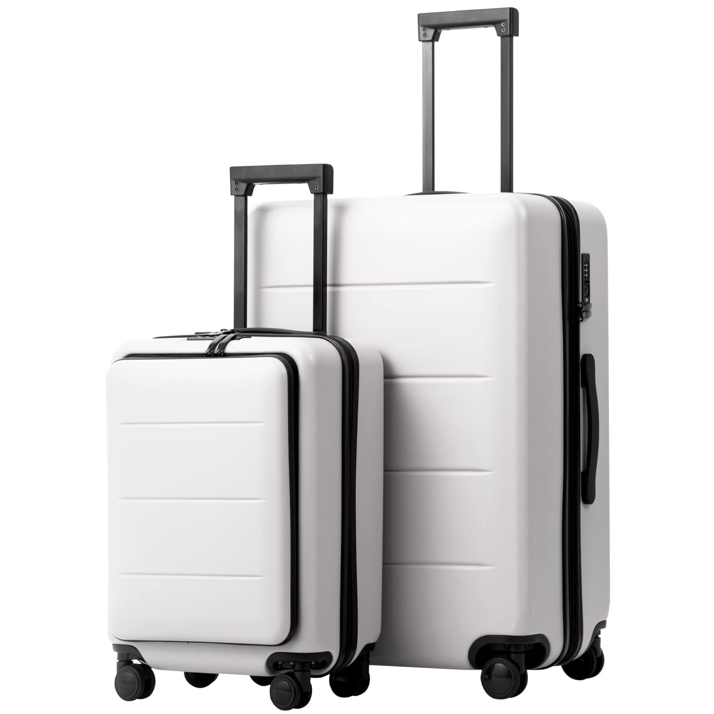 Luggage Suitcase Piece Carry On ABS+PC Spinner Trolley with pocket Compartment(White, 20in(carry on))