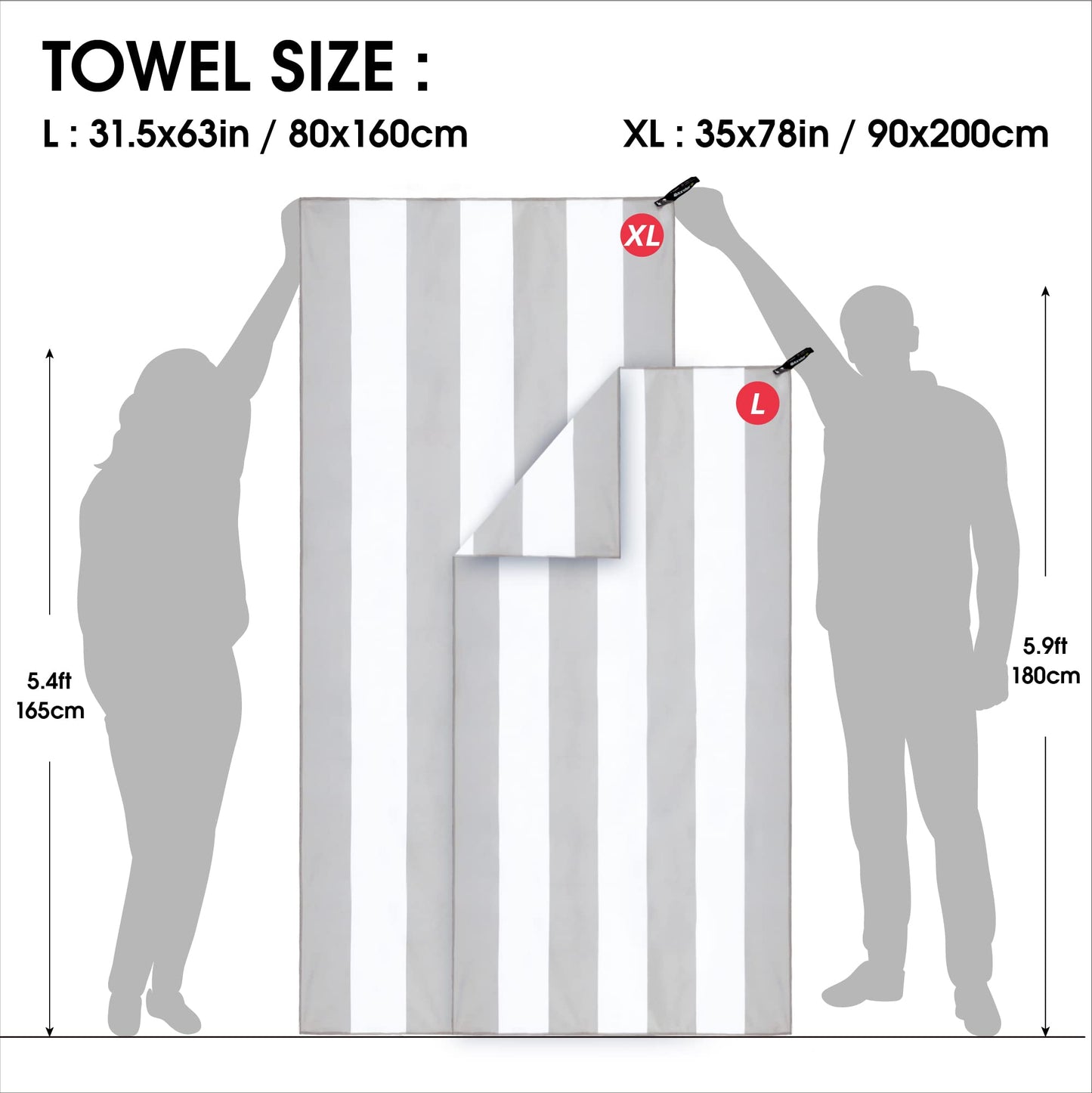 SL Travel Gear - 4Monster Microfiber Beach Towel Quick Dry,Super Absorbent Lightweight Travel Towel for Swimmers, Sand Free Camping Towel, Beach Towels for Pool, Swim, Water Sports,Yoga,Gym,Backpacking