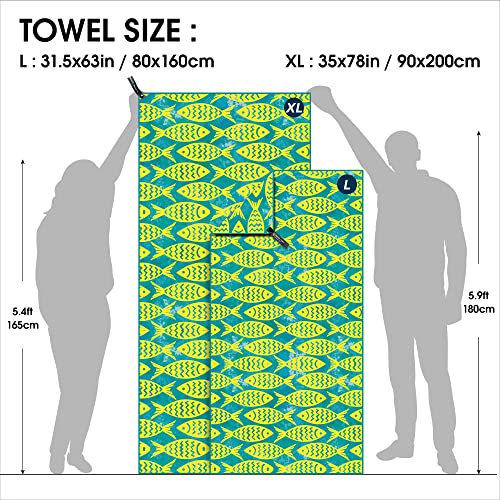 SL Travel Gear - 4Monster Microfiber Beach Towel Quick Dry,Super Absorbent Lightweight Travel Towel for Swimmers, Sand Free Camping Towel, Beach Towels for Pool, Swim, Water Sports,Yoga,Gym,Backpacking