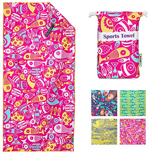 SL Travel Gear - 4Monster Microfiber Beach Towel Quick Dry,Super Absorbent Lightweight Travel Towel for Swimmers, Sand Free Camping Towel, Beach Towels for Pool, Swim, Water Sports,Yoga,Gym,Backpacking