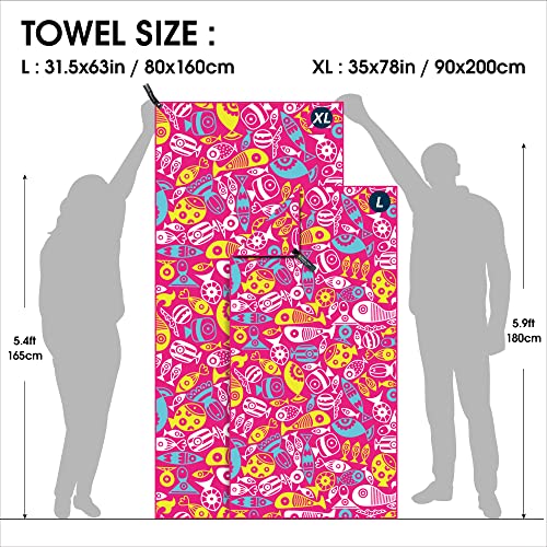 SL Travel Gear - 4Monster Microfiber Beach Towel Quick Dry,Super Absorbent Lightweight Travel Towel for Swimmers, Sand Free Camping Towel, Beach Towels for Pool, Swim, Water Sports,Yoga,Gym,Backpacking