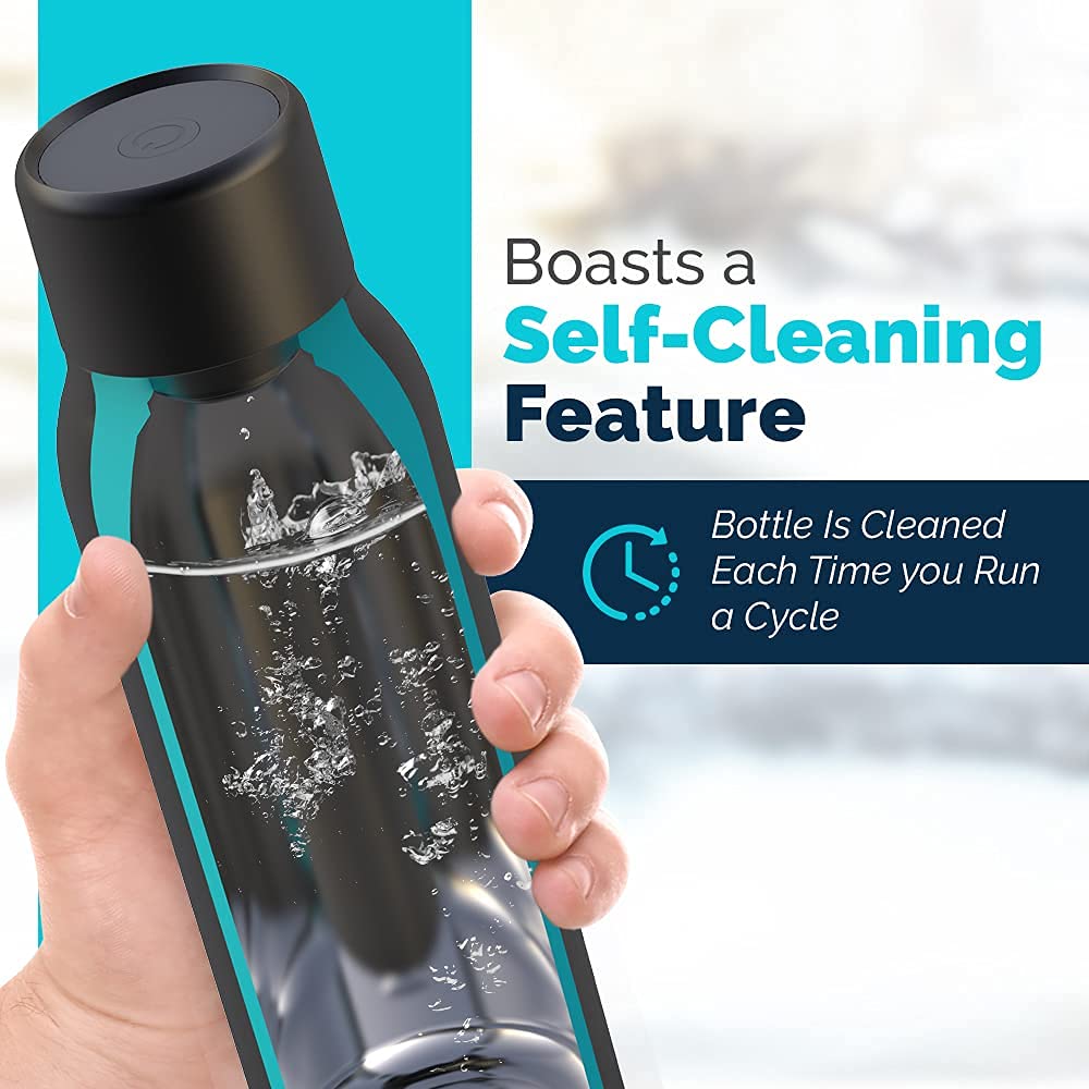 SL Travel Gear WB - Go Self-Cleaning UV Water Bottle - 18.6 oz Insulated Stainless-Steel Rechargeable Reusable Bottle Push Button Sterilization Travel Friendly BPA Free Leakproof Safety Lock and Touch Sensor