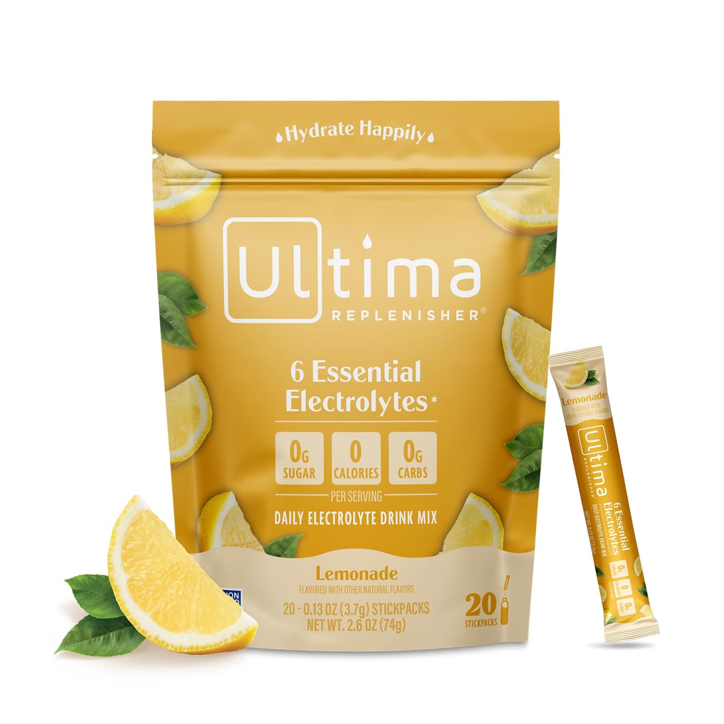 SL Travel Supplements - Ultima Replenisher Daily Electrolyte Drink Mix – Original Variety, 20 Packets – Hydration Packets with 6 Electrolytes & Minerals – Keto Friendly, Vegan, Non- GMO & Sugar-Free Electrolyte Powder