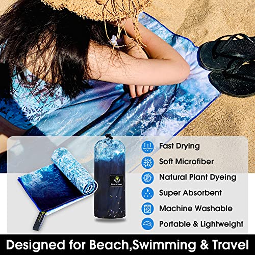 SL Travel Gear - 4Monster Microfiber Beach Towel Quick Dry,Super Absorbent Lightweight Travel Towel for Swimmers, Sand Free Camping Towel, Beach Towels for Pool, Swim, Water Sports,Yoga,Gym,Backpacking
