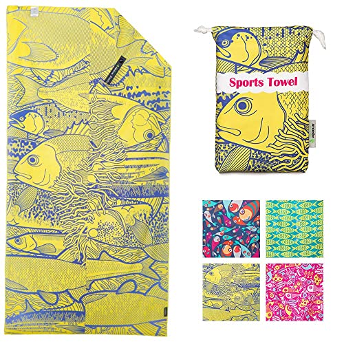SL Travel Gear - 4Monster Microfiber Beach Towel Quick Dry,Super Absorbent Lightweight Travel Towel for Swimmers, Sand Free Camping Towel, Beach Towels for Pool, Swim, Water Sports,Yoga,Gym,Backpacking