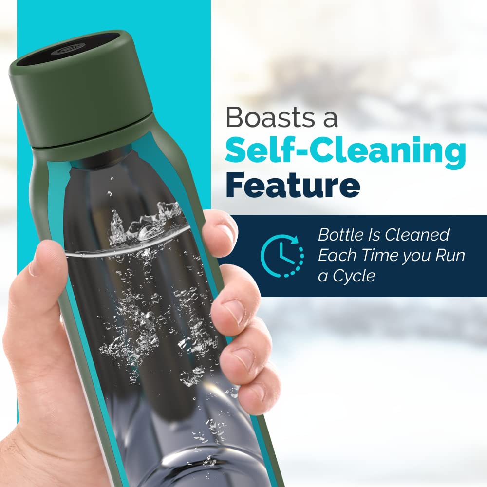 SL Travel Gear WB - Go Self-Cleaning UV Water Bottle - 18.6 oz Insulated Stainless-Steel Rechargeable Reusable Bottle Push Button Sterilization Travel Friendly BPA Free Leakproof Safety Lock and Touch Sensor