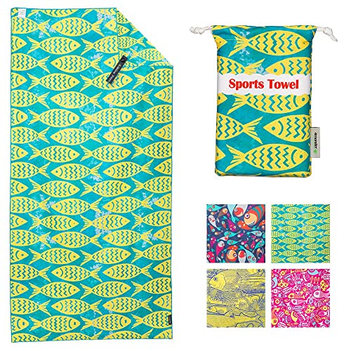 SL Travel Gear - 4Monster Microfiber Beach Towel Quick Dry,Super Absorbent Lightweight Travel Towel for Swimmers, Sand Free Camping Towel, Beach Towels for Pool, Swim, Water Sports,Yoga,Gym,Backpacking