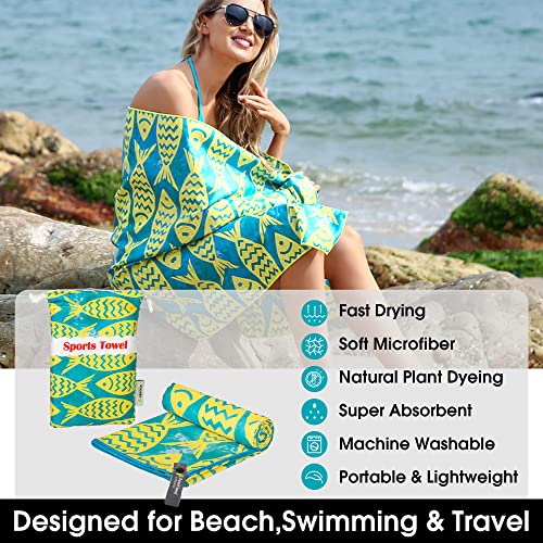 SL Travel Gear - 4Monster Microfiber Beach Towel Quick Dry,Super Absorbent Lightweight Travel Towel for Swimmers, Sand Free Camping Towel, Beach Towels for Pool, Swim, Water Sports,Yoga,Gym,Backpacking