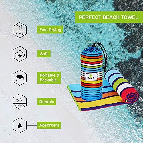 SL Travel Gear - 4Monster Microfiber Beach Towel Quick Dry,Super Absorbent Lightweight Travel Towel for Swimmers, Sand Free Camping Towel, Beach Towels for Pool, Swim, Water Sports,Yoga,Gym,Backpacking