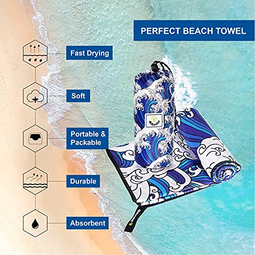 SL Travel Gear - 4Monster Microfiber Beach Towel Quick Dry,Super Absorbent Lightweight Travel Towel for Swimmers, Sand Free Camping Towel, Beach Towels for Pool, Swim, Water Sports,Yoga,Gym,Backpacking
