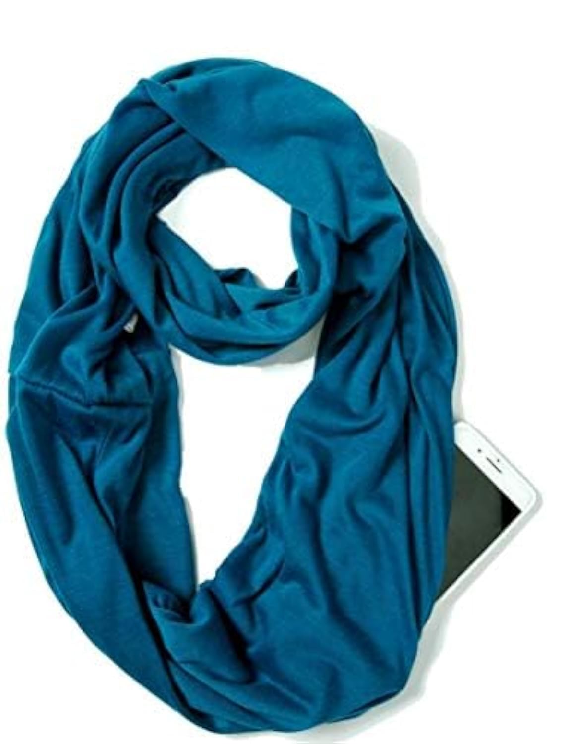 Infinity Loop Solid Color Scarf With Hidden Zipper Pocket For Women - Lightweight Travel Neck Wrap