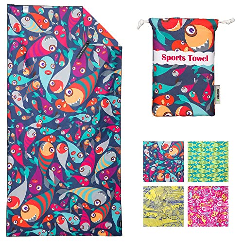 SL Travel Gear - 4Monster Microfiber Beach Towel Quick Dry,Super Absorbent Lightweight Travel Towel for Swimmers, Sand Free Camping Towel, Beach Towels for Pool, Swim, Water Sports,Yoga,Gym,Backpacking