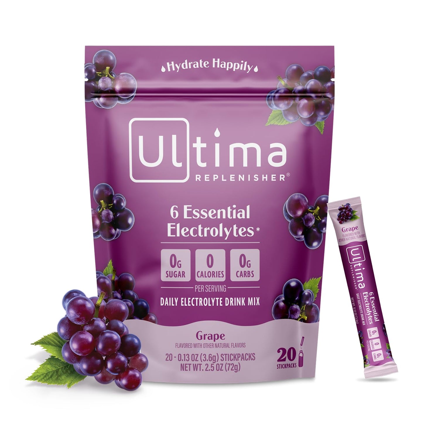 SL Travel Supplements - Ultima Replenisher Daily Electrolyte Drink Mix – Original Variety, 20 Packets – Hydration Packets with 6 Electrolytes & Minerals – Keto Friendly, Vegan, Non- GMO & Sugar-Free Electrolyte Powder