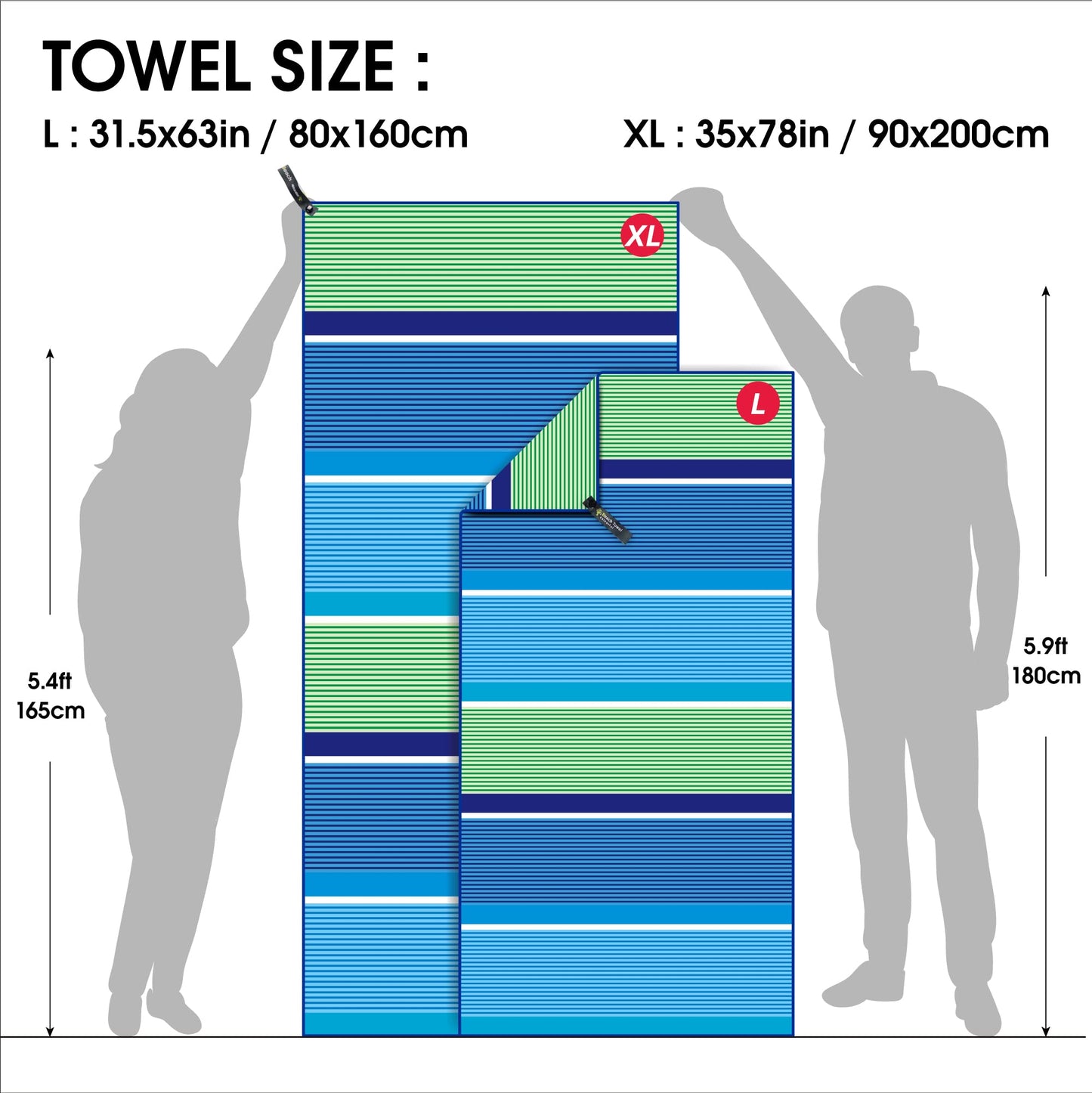 SL Travel Gear - 4Monster Microfiber Beach Towel Quick Dry,Super Absorbent Lightweight Travel Towel for Swimmers, Sand Free Camping Towel, Beach Towels for Pool, Swim, Water Sports,Yoga,Gym,Backpacking