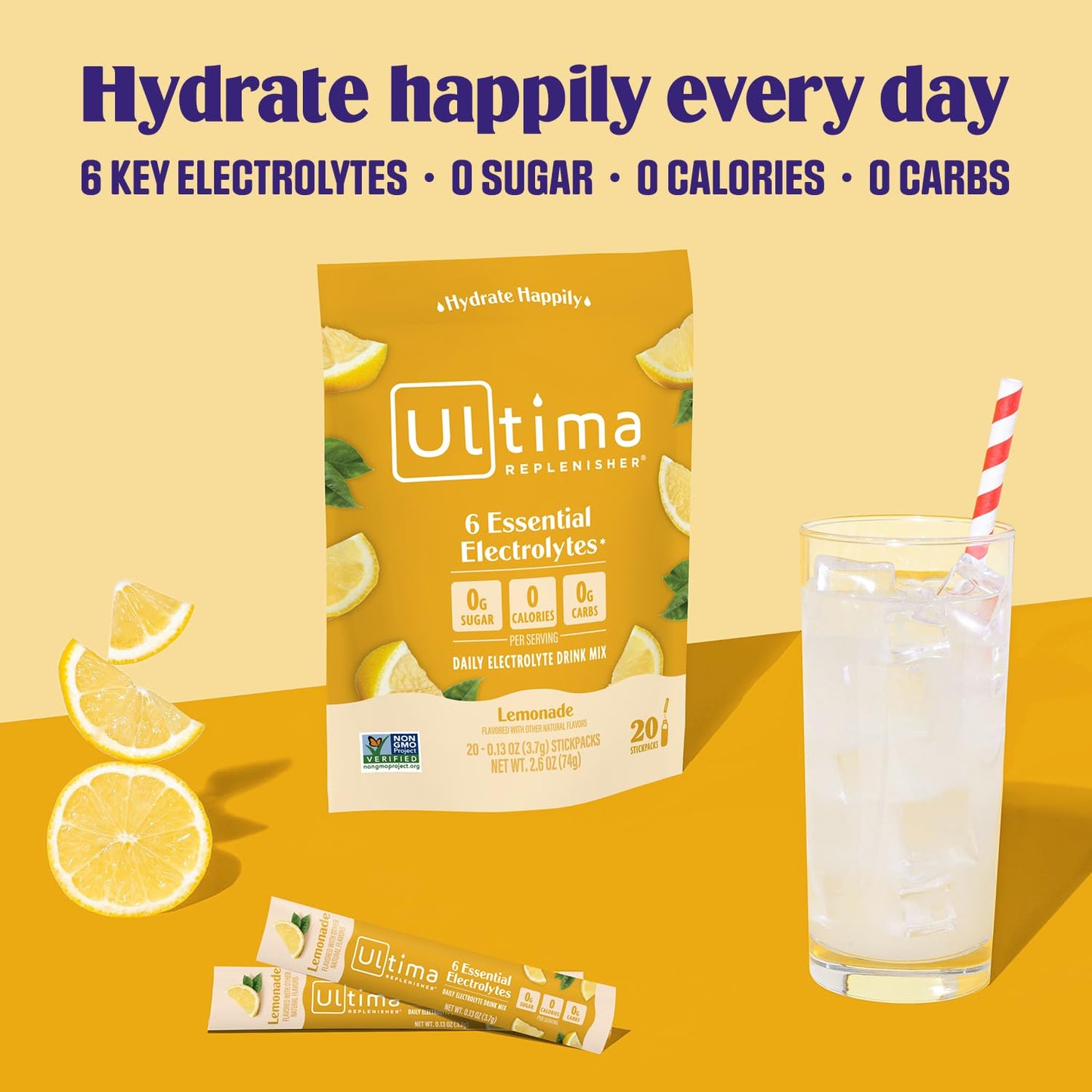 SL Travel Supplements - Ultima Replenisher Daily Electrolyte Drink Mix – Original Variety, 20 Packets – Hydration Packets with 6 Electrolytes & Minerals – Keto Friendly, Vegan, Non- GMO & Sugar-Free Electrolyte Powder