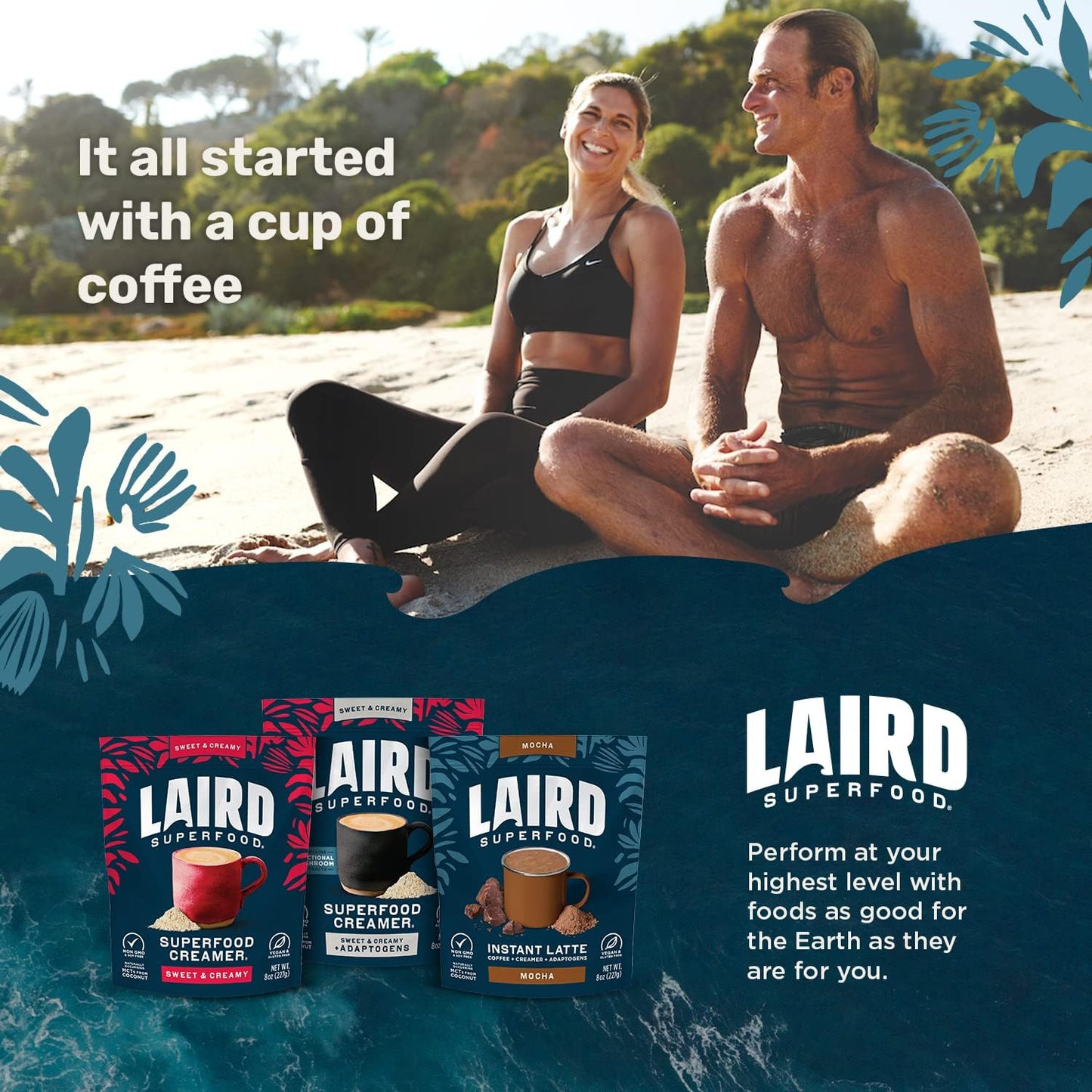 SL Travel Supplements - Laird Superfood HYDRATE Coconut Water Powder Drink Supplement with Coconut Water and Auqamin, All Natural, No Added Sugars, Gluten-Free, Non-GMO, Vegan, 8 oz. Bag, Pack of 1