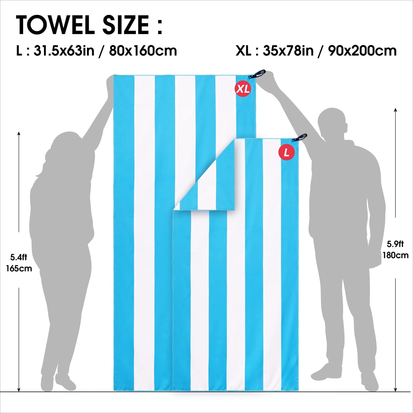SL Travel Gear - 4Monster Microfiber Beach Towel Quick Dry,Super Absorbent Lightweight Travel Towel for Swimmers, Sand Free Camping Towel, Beach Towels for Pool, Swim, Water Sports,Yoga,Gym,Backpacking