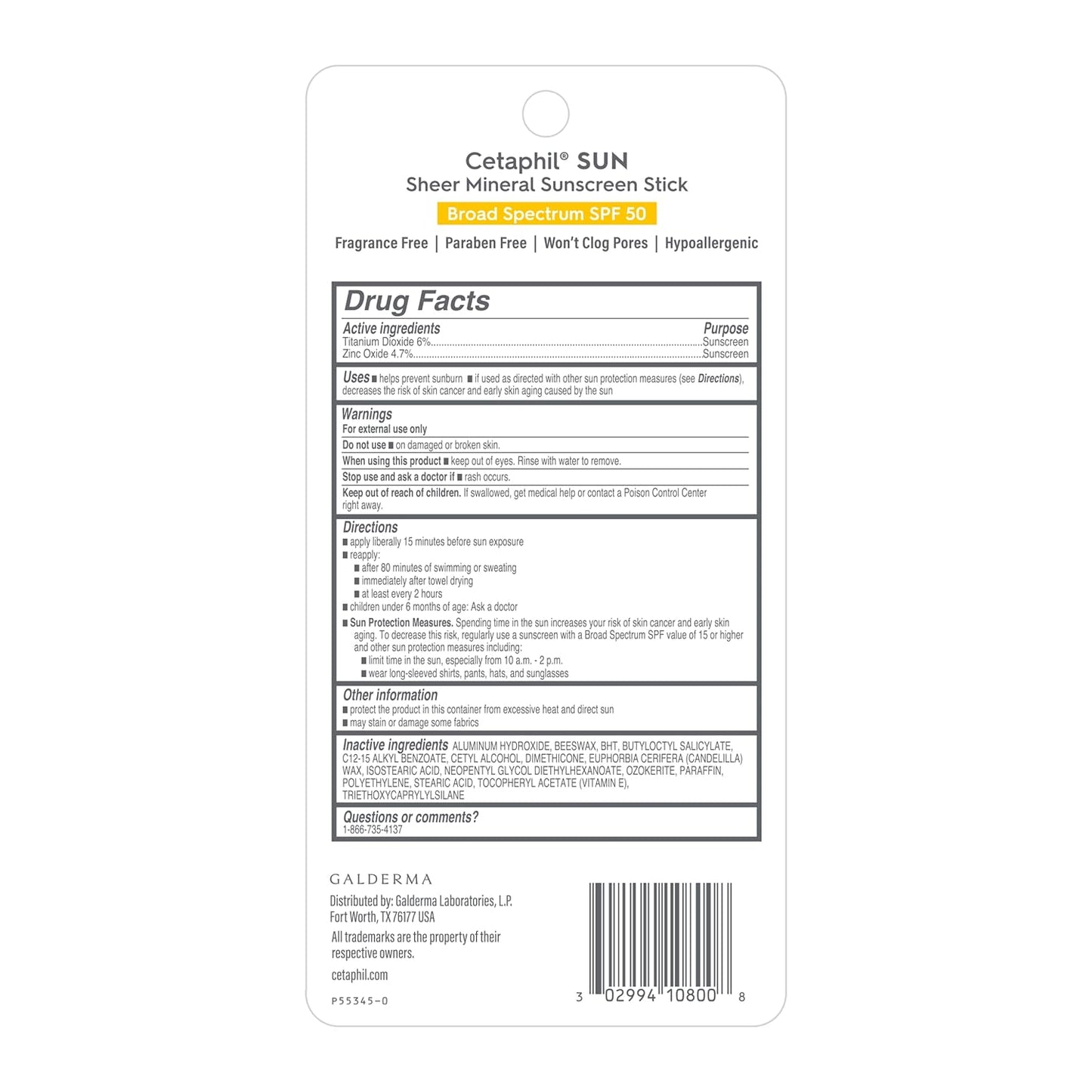 SL Travel Supplements - Cetaphil Sheer Mineral Sunscreen Stick for Face & Body, 0.5oz, 100% Mineral Sunscreen: Zinc Oxide & Titanium Dioxide, Broad Spectrum SPF 50, For Sensitive Skin
