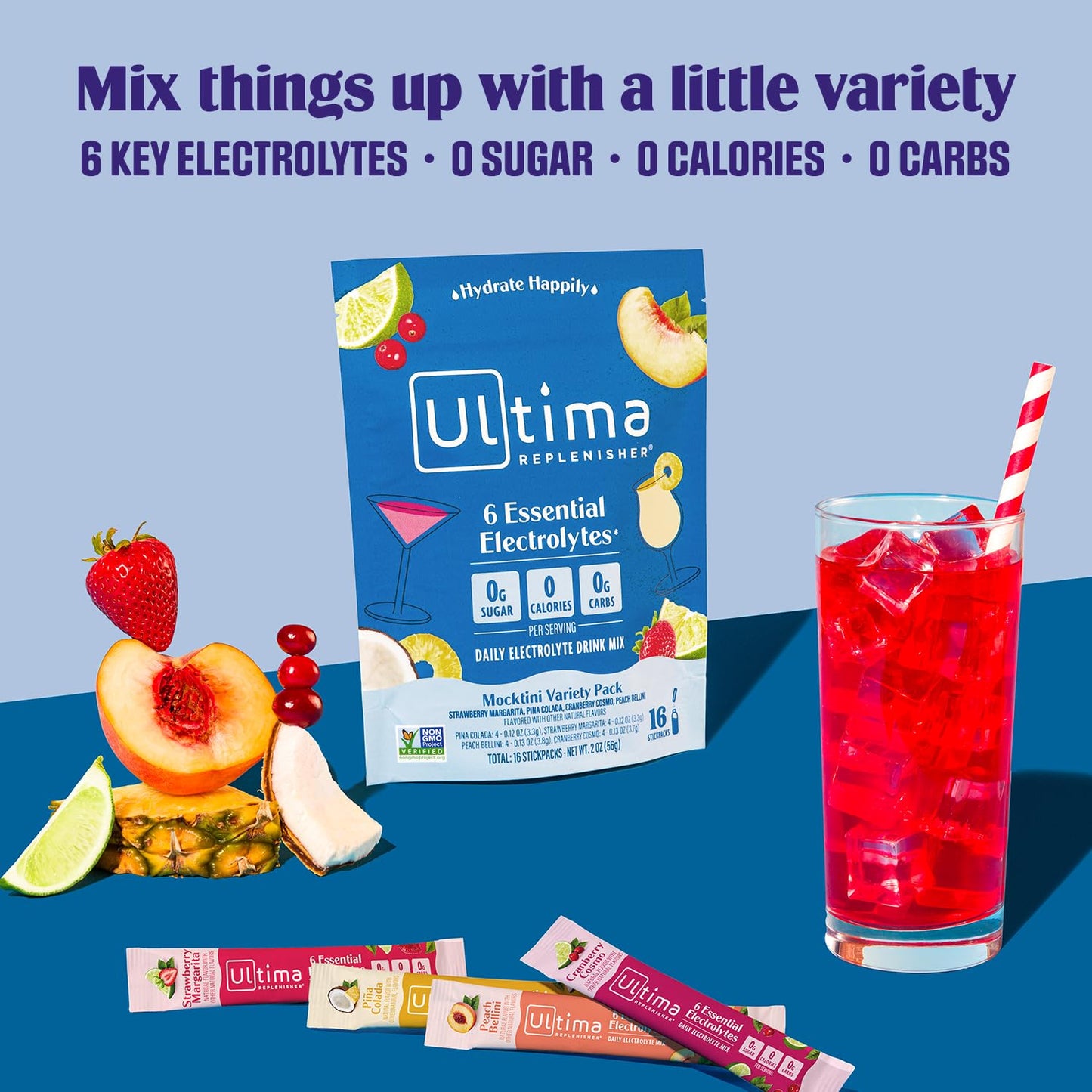 SL Travel Supplements - Ultima Replenisher Daily Electrolyte Drink Mix – Original Variety, 20 Packets – Hydration Packets with 6 Electrolytes & Minerals – Keto Friendly, Vegan, Non- GMO & Sugar-Free Electrolyte Powder