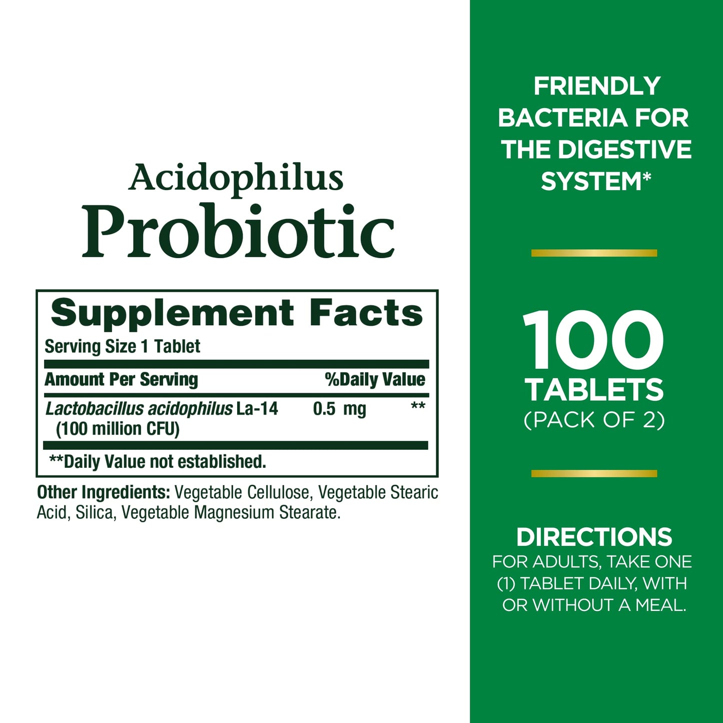 SL Travel Supplements - Nature's Bounty Acidophilus Probiotic, Daily Probiotic Supplement, Supports Digestive Health, 1 Pack, 120 Tablets