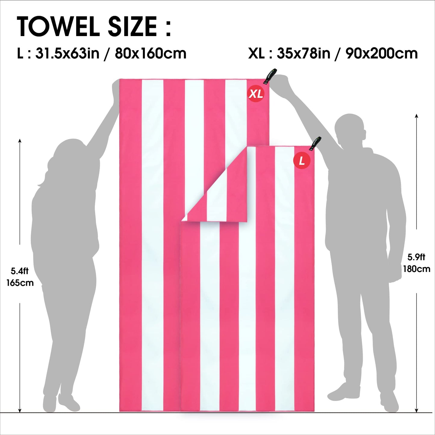 SL Travel Gear - 4Monster Microfiber Beach Towel Quick Dry,Super Absorbent Lightweight Travel Towel for Swimmers, Sand Free Camping Towel, Beach Towels for Pool, Swim, Water Sports,Yoga,Gym,Backpacking
