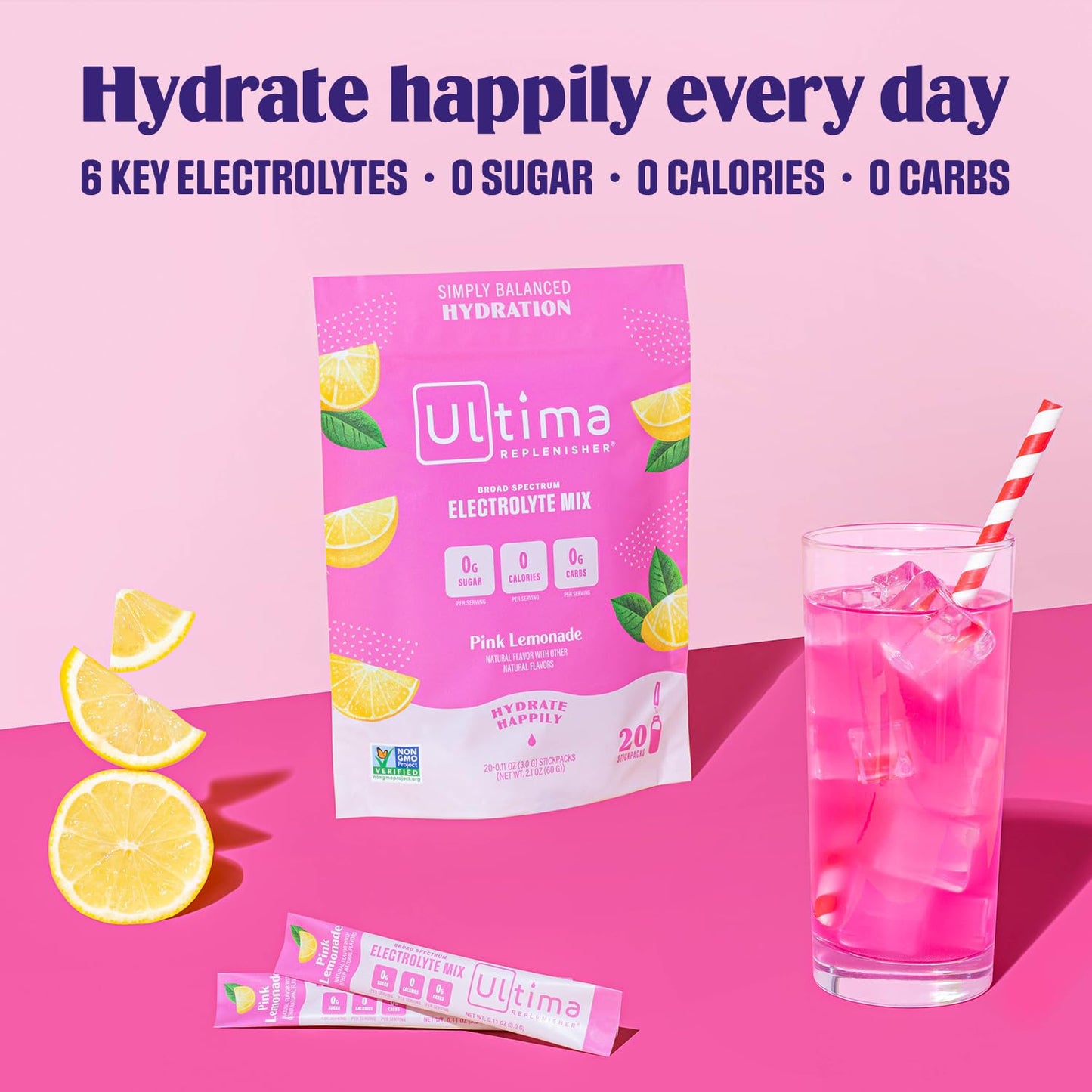 SL Travel Supplements - Ultima Replenisher Daily Electrolyte Drink Mix – Original Variety, 20 Packets – Hydration Packets with 6 Electrolytes & Minerals – Keto Friendly, Vegan, Non- GMO & Sugar-Free Electrolyte Powder