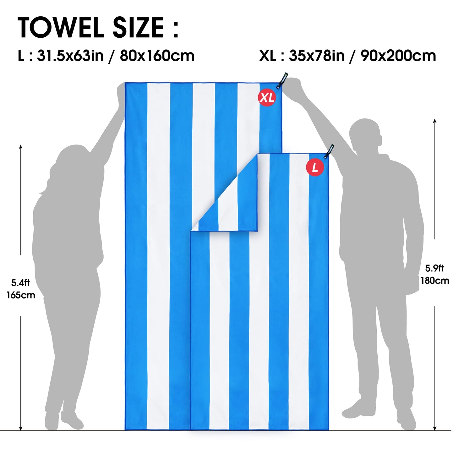 SL Travel Gear - 4Monster Microfiber Beach Towel Quick Dry,Super Absorbent Lightweight Travel Towel for Swimmers, Sand Free Camping Towel, Beach Towels for Pool, Swim, Water Sports,Yoga,Gym,Backpacking