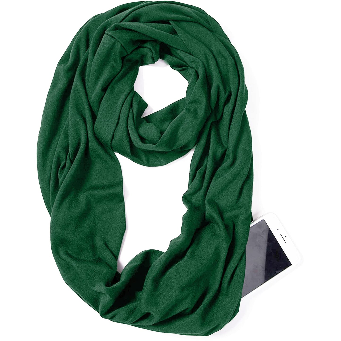 Infinity Loop Solid Color Scarf With Hidden Zipper Pocket For Women - Lightweight Travel Neck Wrap