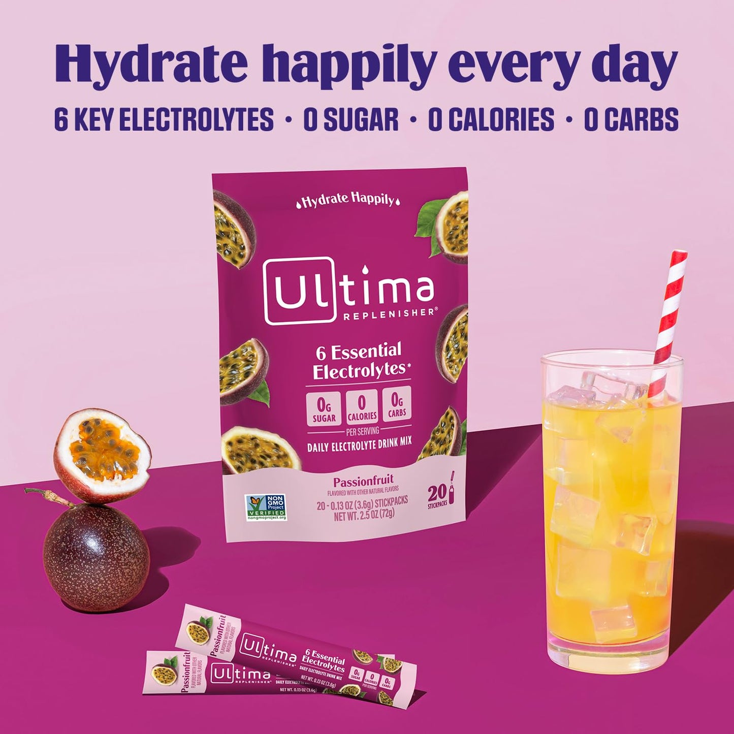 SL Travel Supplements - Ultima Replenisher Daily Electrolyte Drink Mix – Original Variety, 20 Packets – Hydration Packets with 6 Electrolytes & Minerals – Keto Friendly, Vegan, Non- GMO & Sugar-Free Electrolyte Powder