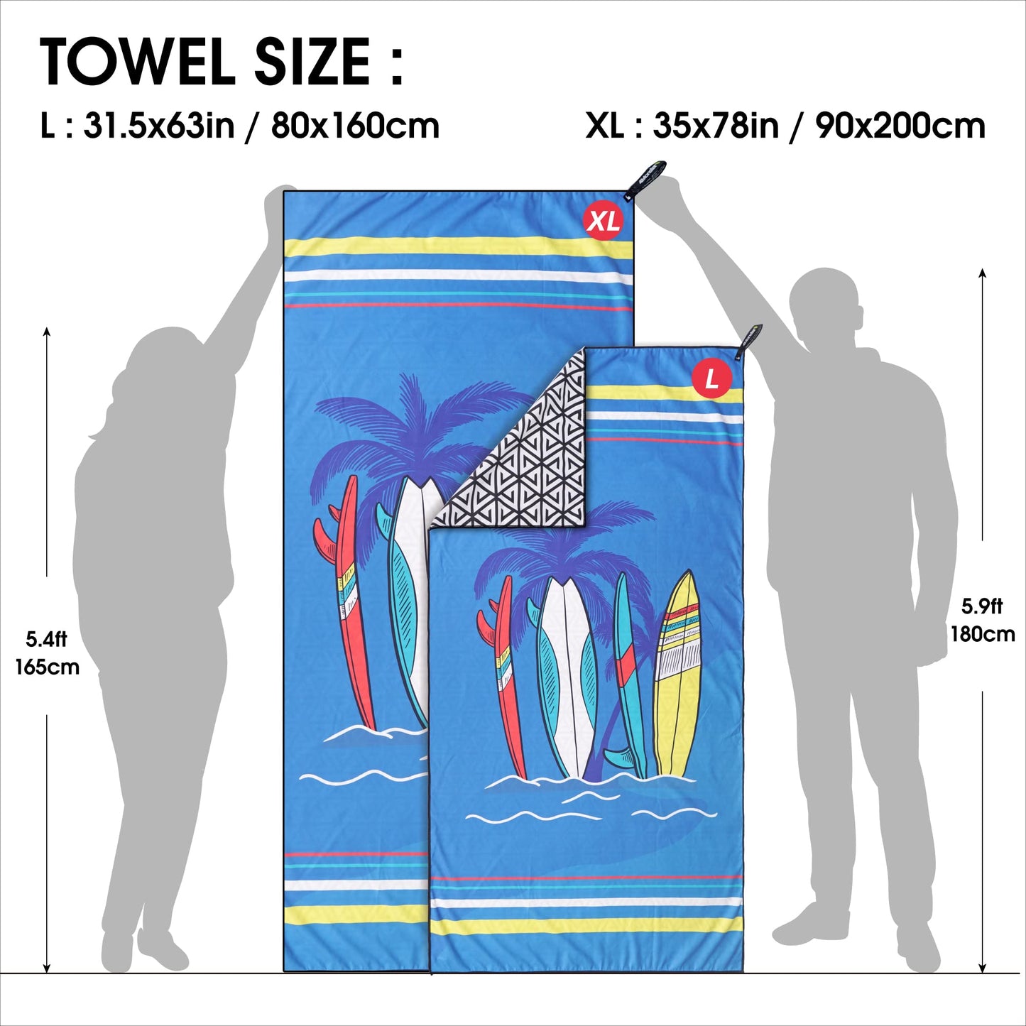 SL Travel Gear - 4Monster Microfiber Beach Towel Quick Dry,Super Absorbent Lightweight Travel Towel for Swimmers, Sand Free Camping Towel, Beach Towels for Pool, Swim, Water Sports,Yoga,Gym,Backpacking