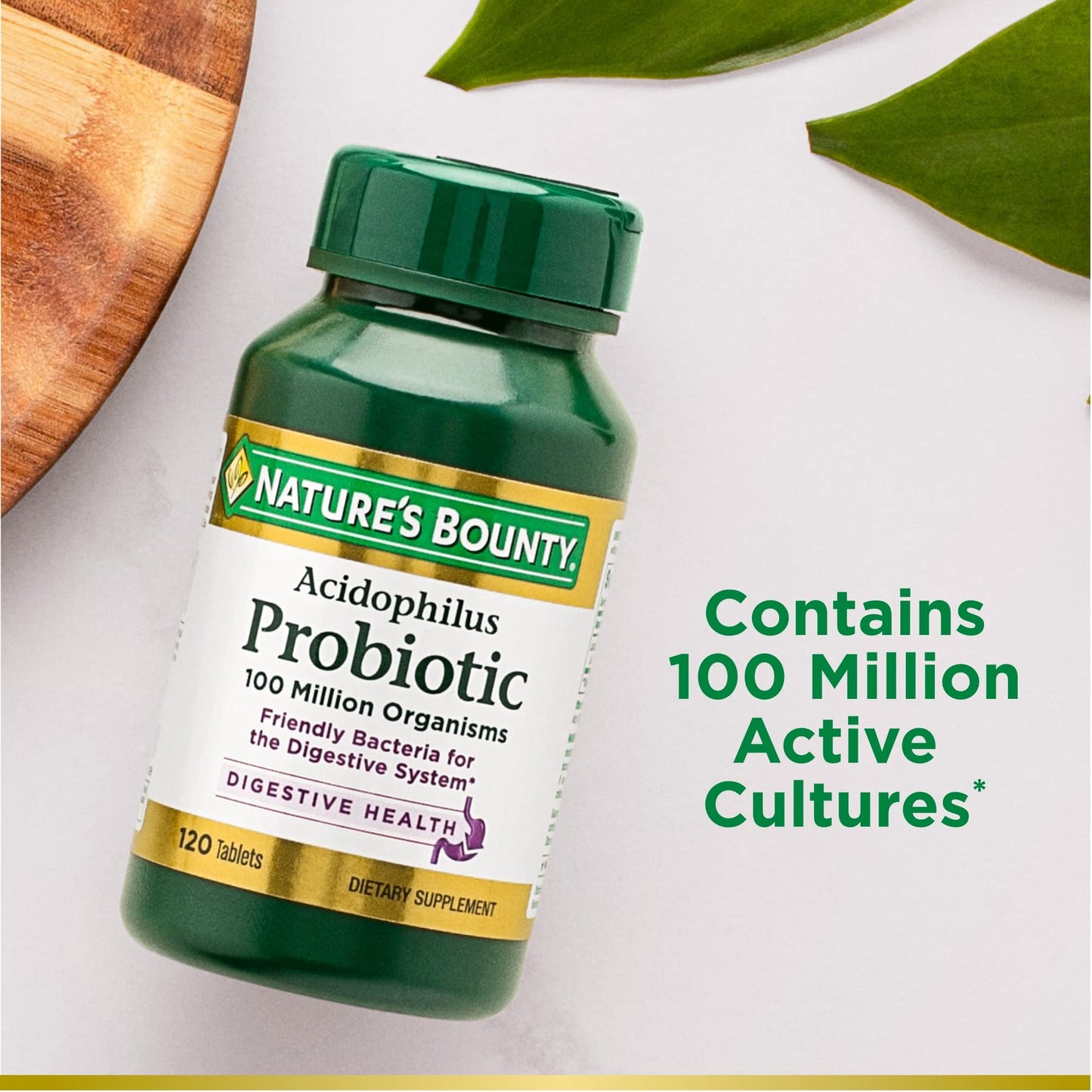 SL Travel Supplements - Nature's Bounty Acidophilus Probiotic, Daily Probiotic Supplement, Supports Digestive Health, 1 Pack, 120 Tablets