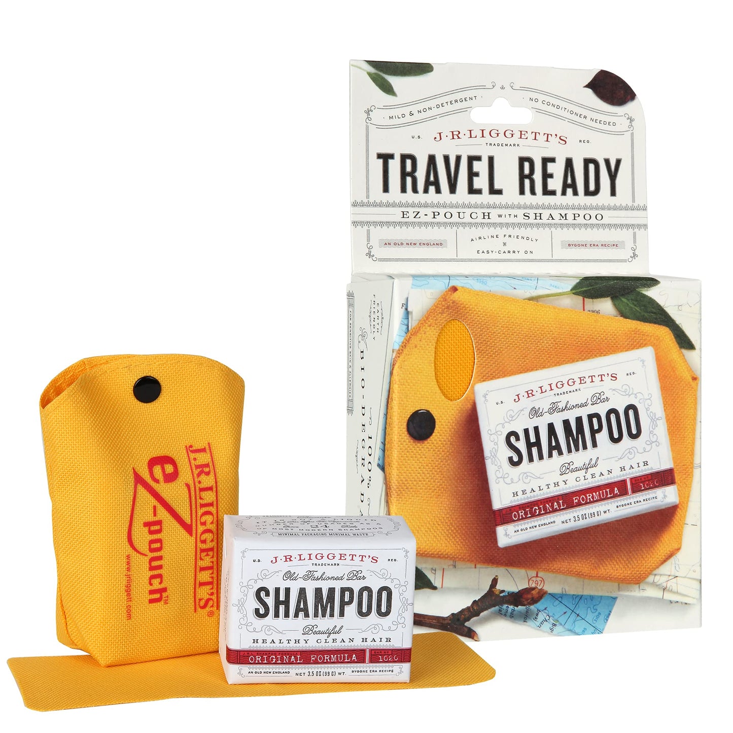 SL Travel Gear - J·R·LIGGETT'S All-Natural Mini Shampoo Bars with Antioxidants - Sulfate-Free, Supports Strong and Healthy Hair, Travel Pouch Pack of 4