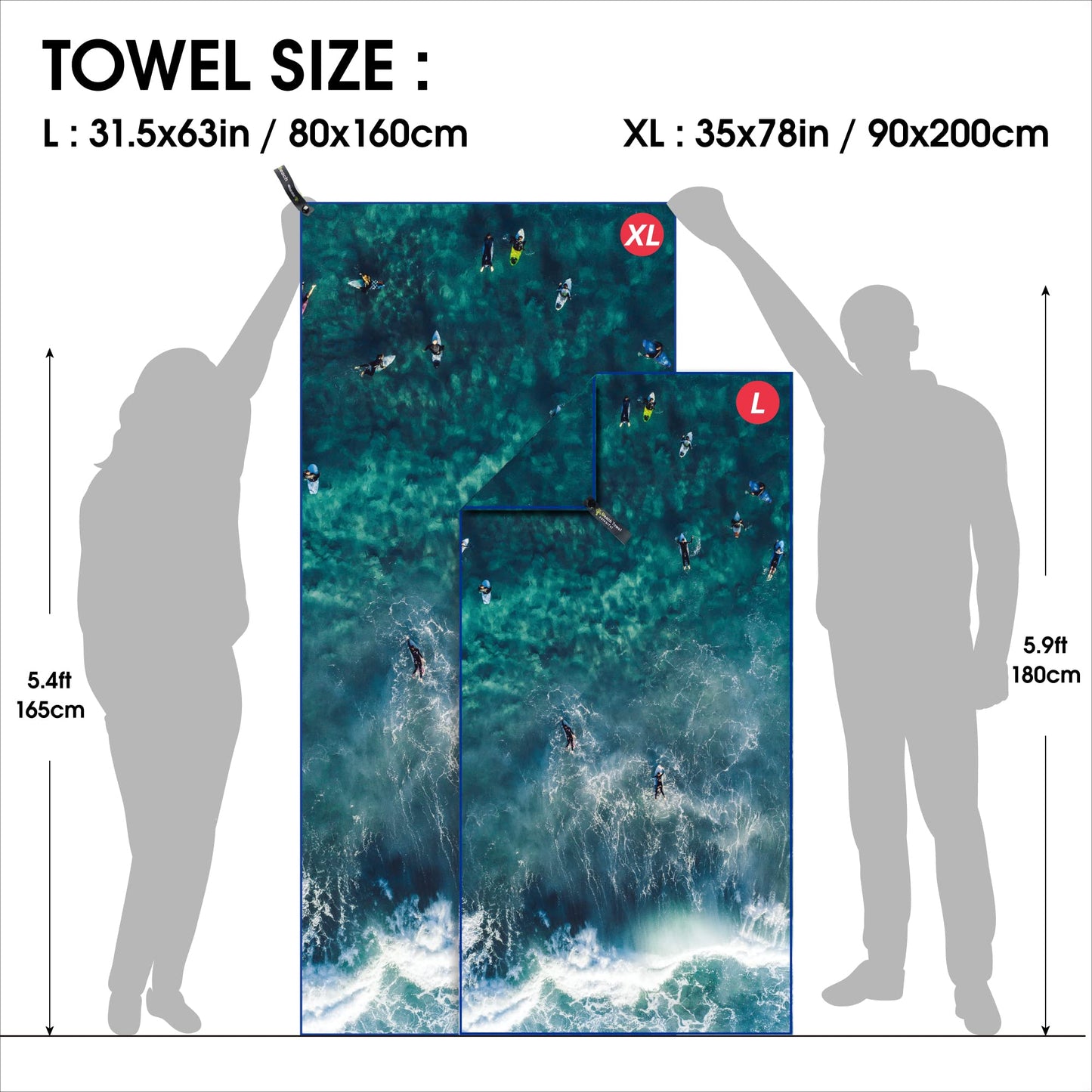 SL Travel Gear - 4Monster Microfiber Beach Towel Quick Dry,Super Absorbent Lightweight Travel Towel for Swimmers, Sand Free Camping Towel, Beach Towels for Pool, Swim, Water Sports,Yoga,Gym,Backpacking