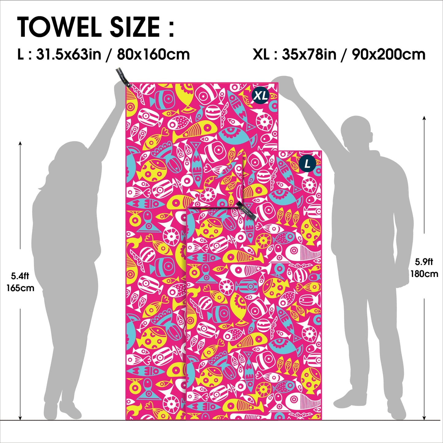 SL Travel Gear - 4Monster Microfiber Beach Towel Quick Dry,Super Absorbent Lightweight Travel Towel for Swimmers, Sand Free Camping Towel, Beach Towels for Pool, Swim, Water Sports,Yoga,Gym,Backpacking