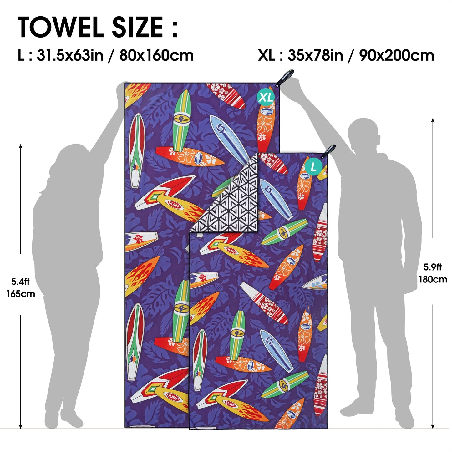 SL Travel Gear - 4Monster Microfiber Beach Towel Quick Dry,Super Absorbent Lightweight Travel Towel for Swimmers, Sand Free Camping Towel, Beach Towels for Pool, Swim, Water Sports,Yoga,Gym,Backpacking