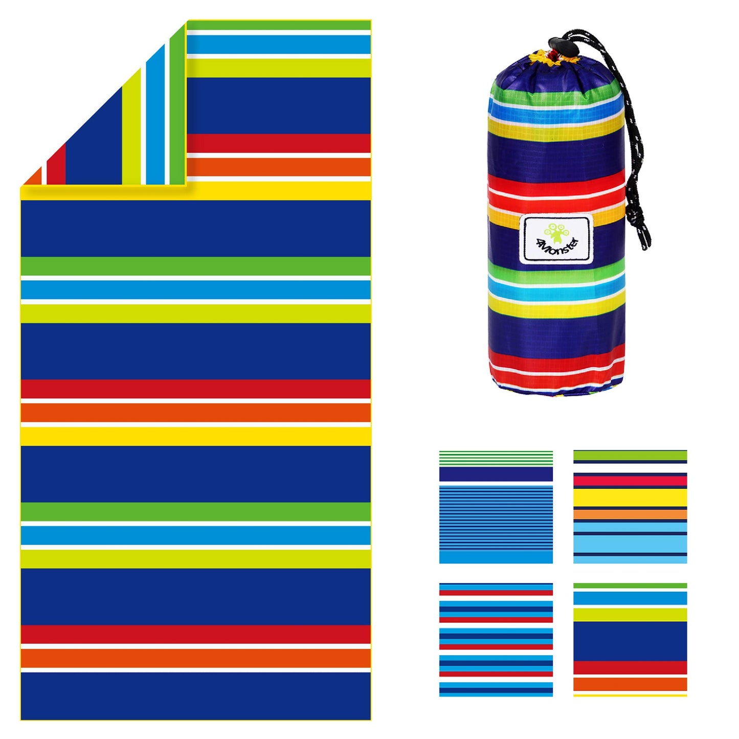 SL Travel Gear - 4Monster Microfiber Beach Towel Quick Dry,Super Absorbent Lightweight Travel Towel for Swimmers, Sand Free Camping Towel, Beach Towels for Pool, Swim, Water Sports,Yoga,Gym,Backpacking