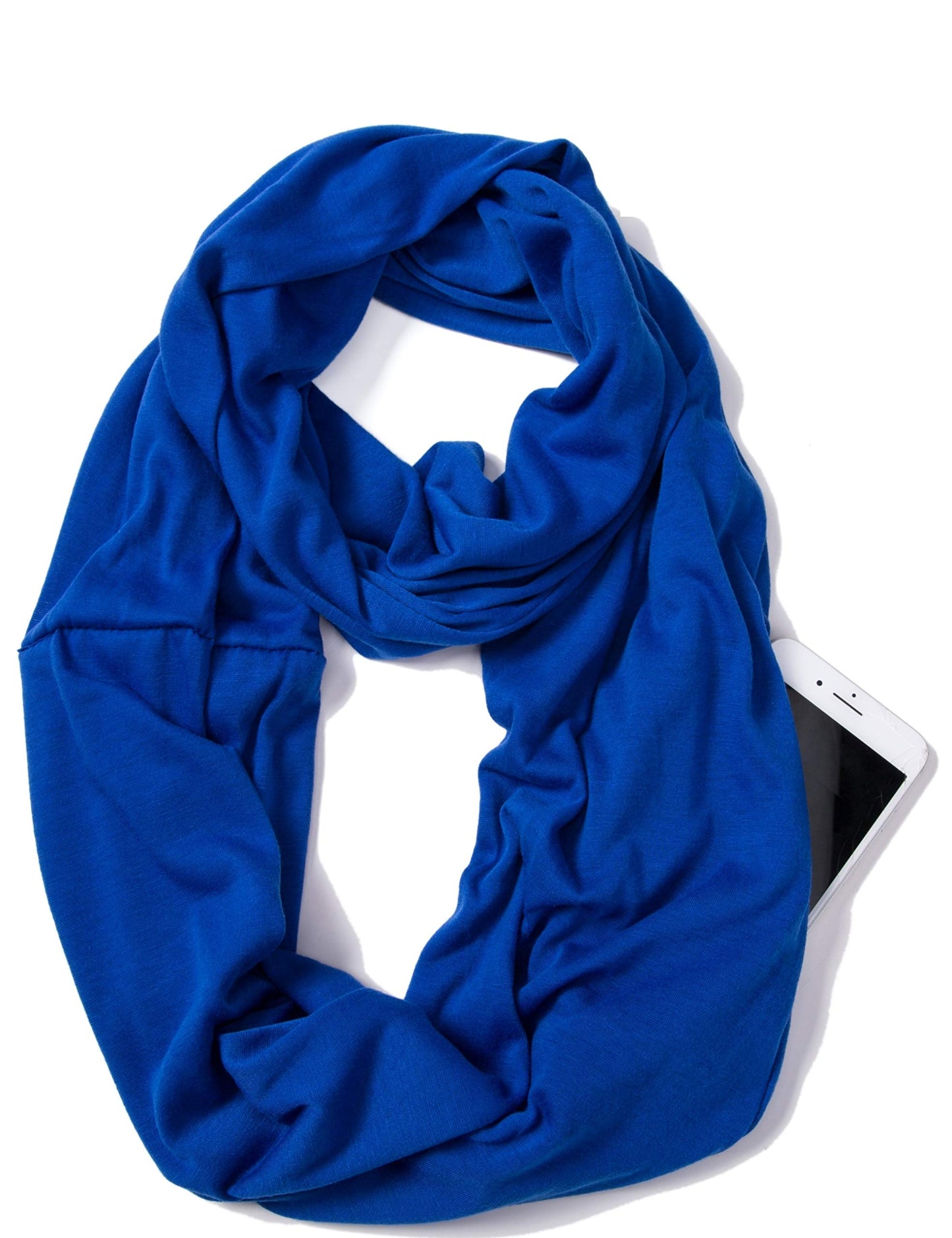 Infinity Loop Solid Color Scarf With Hidden Zipper Pocket For Women - Lightweight Travel Neck Wrap