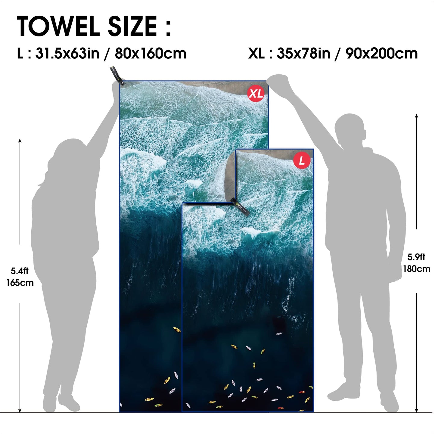 SL Travel Gear - 4Monster Microfiber Beach Towel Quick Dry,Super Absorbent Lightweight Travel Towel for Swimmers, Sand Free Camping Towel, Beach Towels for Pool, Swim, Water Sports,Yoga,Gym,Backpacking