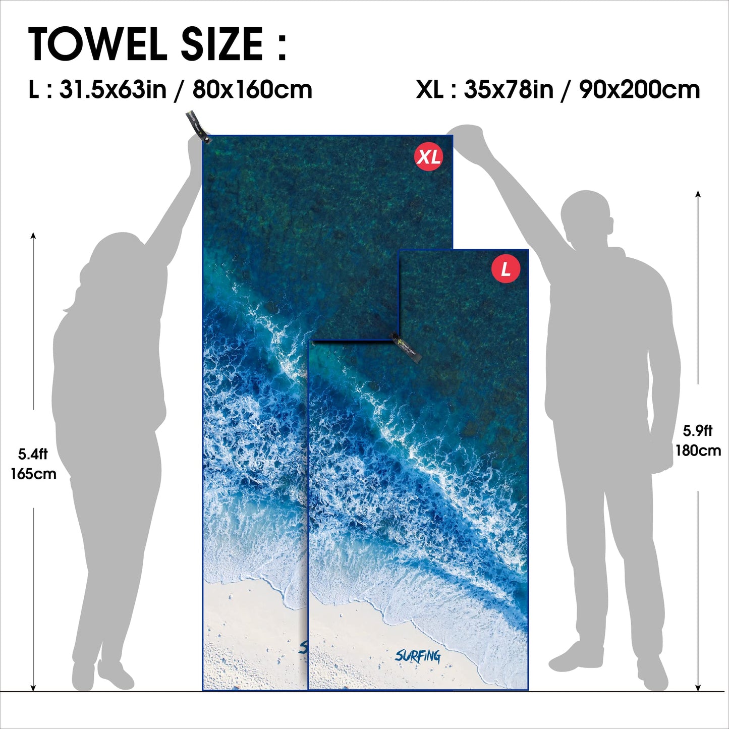 SL Travel Gear - 4Monster Microfiber Beach Towel Quick Dry,Super Absorbent Lightweight Travel Towel for Swimmers, Sand Free Camping Towel, Beach Towels for Pool, Swim, Water Sports,Yoga,Gym,Backpacking
