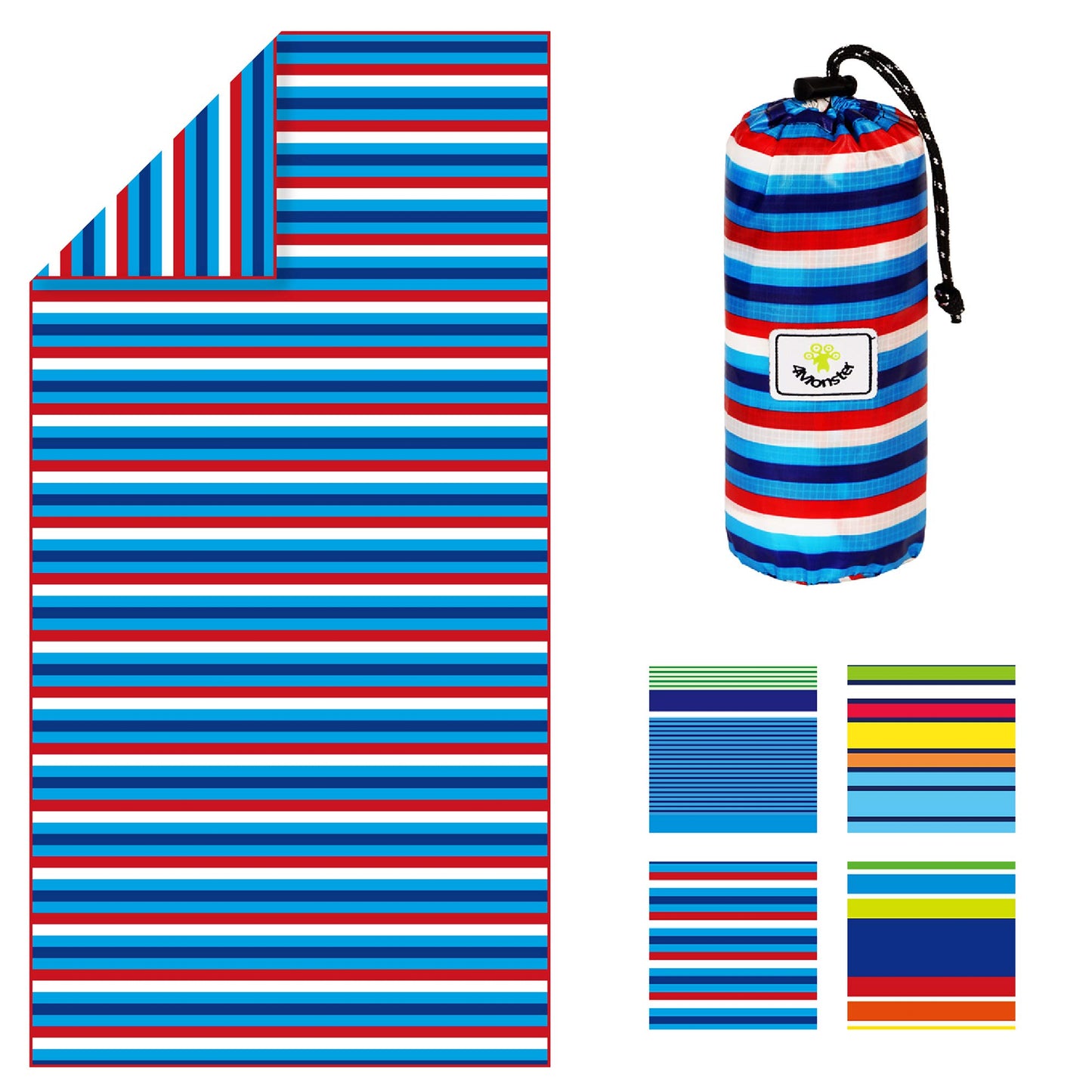 SL Travel Gear - 4Monster Microfiber Beach Towel Quick Dry,Super Absorbent Lightweight Travel Towel for Swimmers, Sand Free Camping Towel, Beach Towels for Pool, Swim, Water Sports,Yoga,Gym,Backpacking