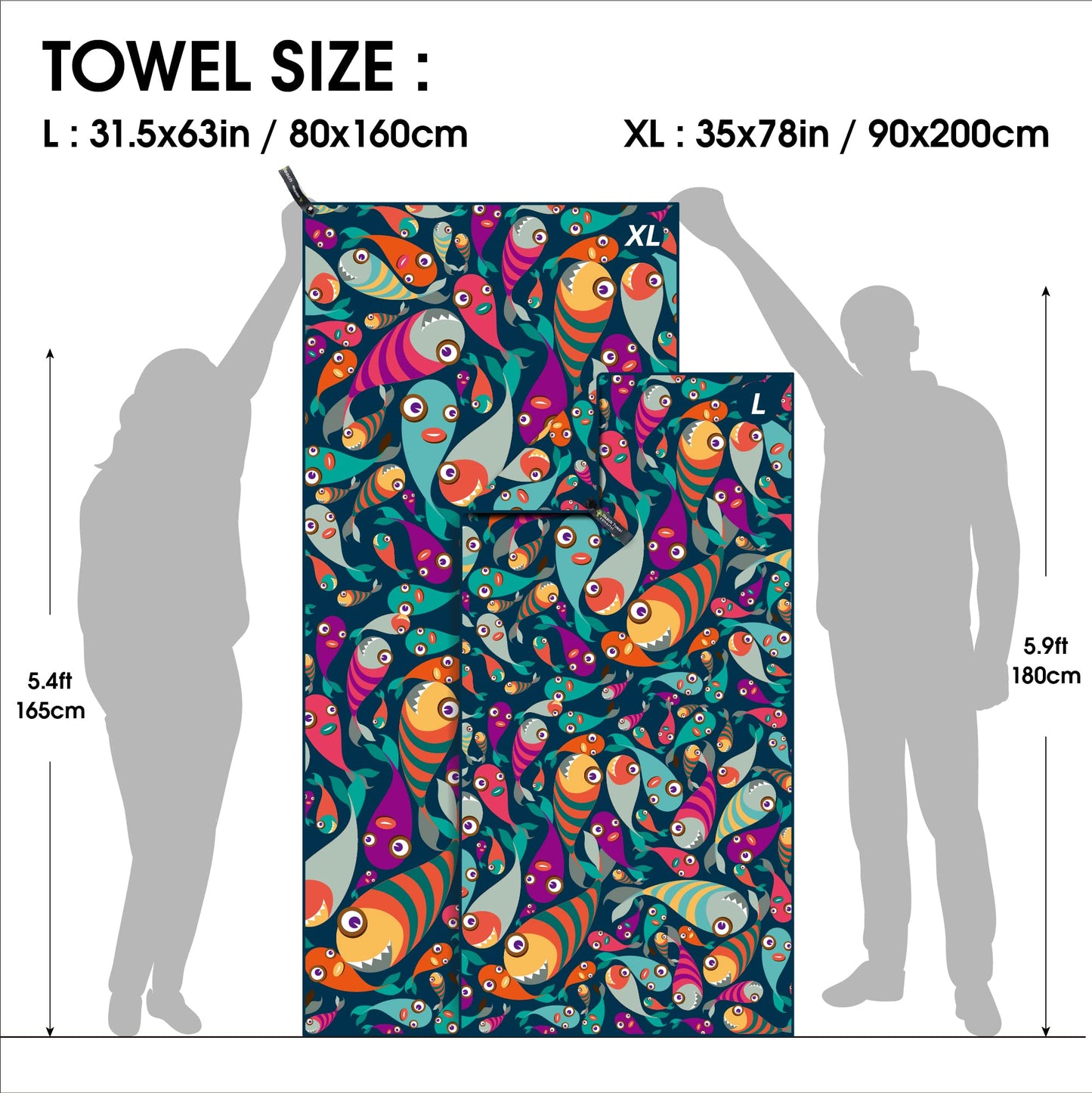 SL Travel Gear - 4Monster Microfiber Beach Towel Quick Dry,Super Absorbent Lightweight Travel Towel for Swimmers, Sand Free Camping Towel, Beach Towels for Pool, Swim, Water Sports,Yoga,Gym,Backpacking